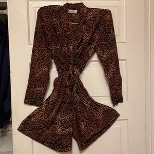 Leopard print long sleeved romper.